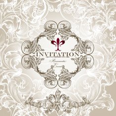 Wedding invitation card with swirls for design