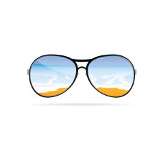 sunglass with beach art vector on a color