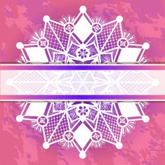 Template frame for card with lace snowflake