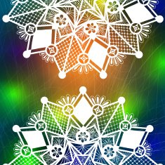 Template frame for card with lace snowflake N2