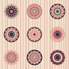 Fashion pattern with flowers in retro color N2