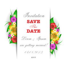 Tropical flowers invitation card template