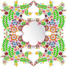 Flowers vector floral composition with place for text paint texture N14