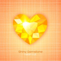 Gemstone heart shaped on textured background