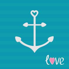 Anchor with shapes of heart Striped background Love card