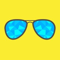 Glasses with blue abstract triangles Polygonal effect