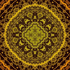 Decorative golden round pattern frame on black N2