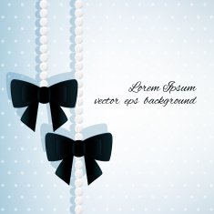 Two bow with pearls on blue background