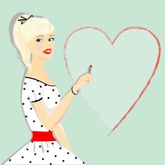 Retro beautiful girl with heart pin-up