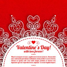 Vector Valentine's day lacy greeting ornate background N6