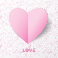 Paper Heart Love Card on Flower Background N3