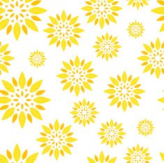 Seamless leaves rosette background in yellow color on white background