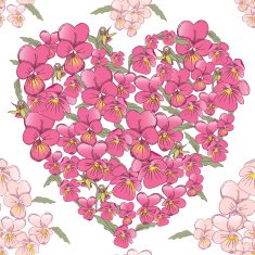 Pink heart pansies Seamless background valentine's day greetings weddings birthday