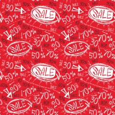 Sale seamless pattern Sketch black white red vector N2