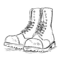 vector sketch illustration - army boots N2