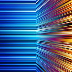 Abstract warped orange and blue stripes