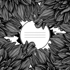 monochrome vector frame from graphic flowers N3