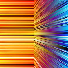 Abstract warped orange and blue stripes N2