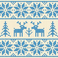 White and blue sweater with deer vector ornament N2