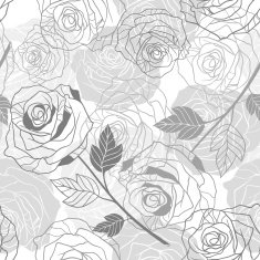 Floral background with roses Vector seamless pattern N3