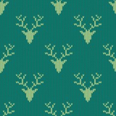 Knitted sweater with deer seamless pattern