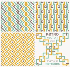Set of vector seamless textures in retro style