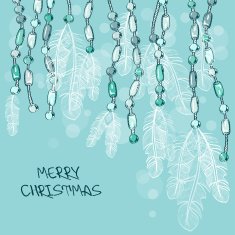 Christmas card with feathers decoration