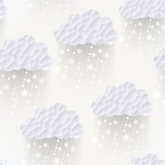 Vector cloud seamless pattern with snowflakes