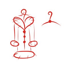 Coat with fur collar on hanger sketch for your design N2