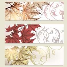 Brochure vector set in floral style with maple leafs
