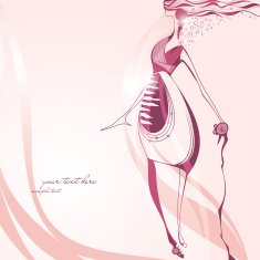 Fashionable pink background with abstract girl N3