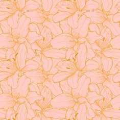 Beautiful seamless background with pink lilies hand-drawing