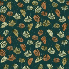 Seamless floral pattern on dark green background