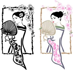 Traditional Japanese Geisha with fan