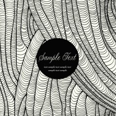 Black and white graphic background with round text frame