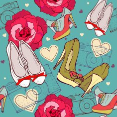 Fashion seamless of shoes and flowers N2