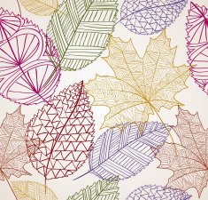 Autumn leaves hand drawn style seamless pattern background