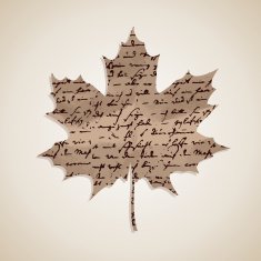 Autumn Fall maple leaf shape with hand written text background