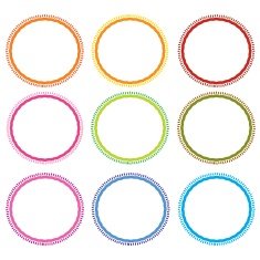 Colorful Illustration Set of Circle Frames On White Background