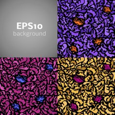 Set of flower ornamental pattern background