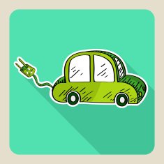 Hand drawn green eco friendly car EPS10 vector file
