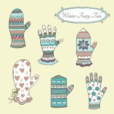 Set with vintage mittens and gloves