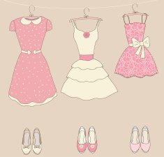 Cute dresses and shoes vector illustration
