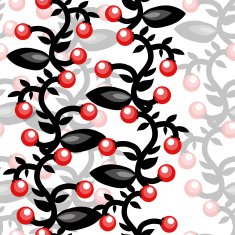 Vector seamless pattern Endless floral background with red berries