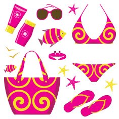 Fashionable set with a swimming sui