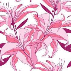 vector seamless pattern from pink lilies
