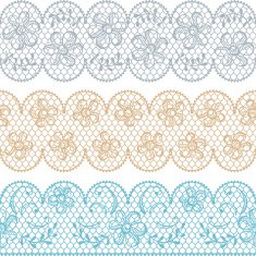 Lace fabric seamless borders with abstract flowers