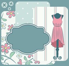 Vintage background with dress and flower ornaments Vector N2