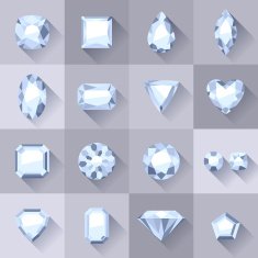 Set of flat style white jewels