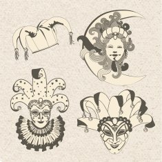 Set of carnival masks Mardi Gras Venice holiday N2